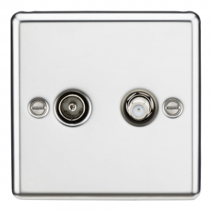 Knightsbridge CL014PC Polished Chrome Rounded Edge Dual Co-Axial & F-Type Satellite Sockets