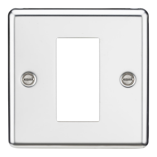 Knightsbridge CL1GPC Polished Chrome Rounded Edge 1 Euro Module Frontplate on 1 Gang Plate