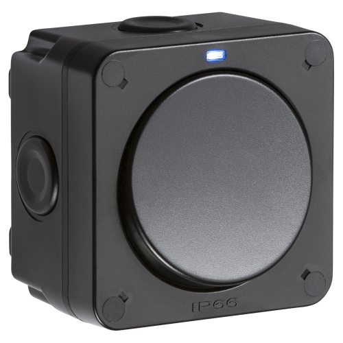 Knightsbridge OP2 Black 20Ax IP66 Weatherproof 1 Gang 2 Way Switch With Neon