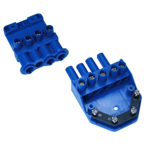 Scolmore CT202C-PACK (Pack of 10) Flow Blue 4 Pole Fast-Fit Screw Down Cord Grip Connector 20A 240V