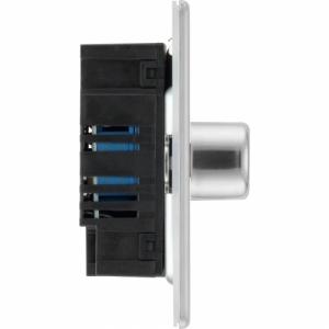 BG Electrical FBS82 Flatplate Brushed Steel Screwless 2 Gang 2 Way Push Trailing Edge Dimmer Switch - Suitable For LED Lighting 200W