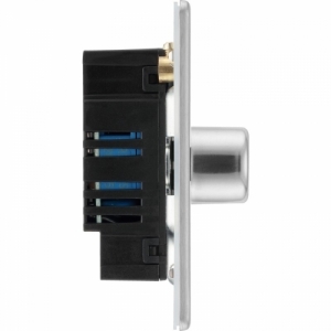 BG Electrical FBS83 Flatplate Brushed Steel Screwless 3 Gang 2 Way Push Trailing Edge Dimmer Switch - Suitable For LED Lighting 200W
