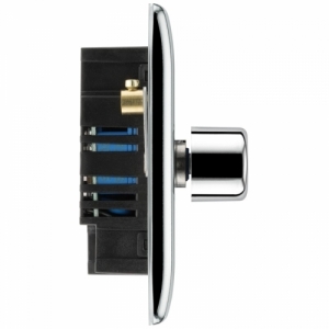 BG Electrical NPC82 Nexus Raised Edge Polished Chrome Screwed 2 Gang 2 Way Push Trailing Edge Dimmer Switch - Suitable For LED Lighting 200W