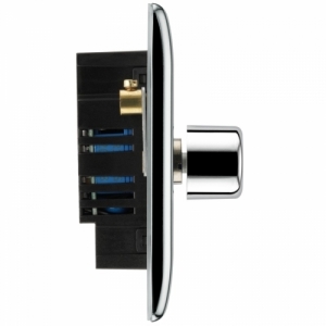 BG Electrical NPC83 Nexus Raised Edge Polished Chrome Screwed 3 Gang 2 Way Push Trailing Edge Dimmer Switch - Suitable For LED Lighting 200W
