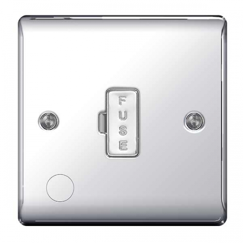 BG Electrical NPC55 Nexus Raised Edge Polished Chrome Screwed Unswitched Fused Connection Unit With Front Flex Outlet 13A