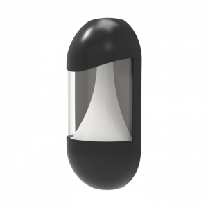 Ansell Lighting ALEOLED/HL Leo Black Polycarbonate LED Half Lantern With Colour Selectable LEDs, White Reflector & Clear Polycarbonate Diffuser IP65 8W 330Lm 240V Height: 282mm | Width: 125.5mm | Proj: 74mm