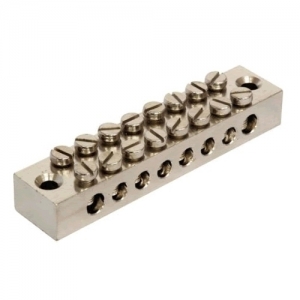 EB8 Brass 8 Way Double Pole Earth Block Terminals: 2 x 25mm² & 6 x 16mm²