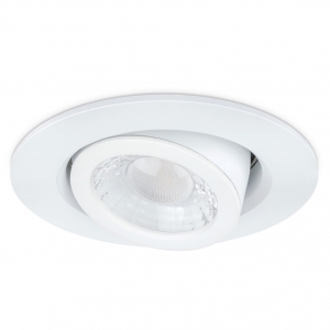 JCC Lighting JC1026/WH V50 Pro White Aluminium Adjustable CCT LED Fire Rated Downlight With 2 Colour Selectable LEDs IP65 7.5W 600/650Lm 240V DiaØ: 100mm | Cut-Out: 86mm | Recess Depth: 59.1mm