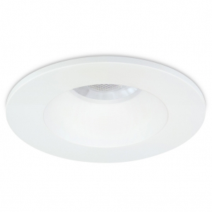 JCC Lighting JC1019/WH V50 Pro All White Aluminium Anti-Glare CCT LED Fire Rated Downlight With 2 Colour Selectable LEDs & 20mm Recessed Lens IP65 7.5W 600/650Lm 240V DiaØ: 85mm | Cut-Out: 70-76mm | Recess Depth: 59.1mm