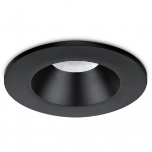 JCC Lighting JC1019/BLK V50 Pro All Black Aluminium Anti-Glare CCT LED Fire Rated Downlight With 2 Colour Selectable LEDs & 20mm Recessed Lens IP65 7.5W 600/650Lm 240V DiaØ: 85mm | Cut-Out: 70-76mm | Recess Depth: 59.1mm