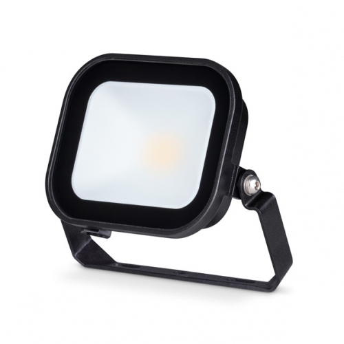 JCC Lighting JC091001 Niteflood Black Aluminium Driverless LED Floodlight With Cool White 4000K LEDs, Opal Glass Lens & 60° Angled Bracket IP65 10W 1000Lm 240V