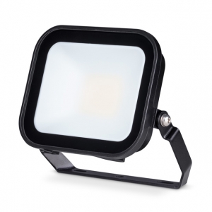 JCC Lighting JC091003 Niteflood Black Aluminium Driverless LED Floodlight With Cool White 4000K LEDs, Opal Glass Lens & 60° Angled Bracket IP65 20W 2100Lm 240V