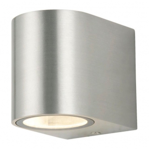 Zinc Lighting  ZN-29181-SIL Antar Silver Aluminium Round Down GU10 Wall Light - Requires Lamps IP44 35W GU10 240V
