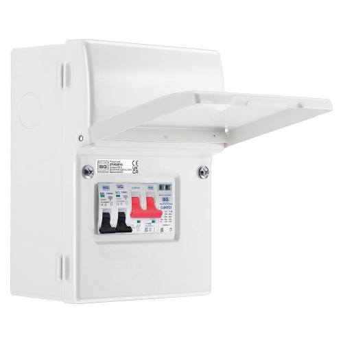 BG Electrical CFUEV2 18th Edition IP20 EV Consumer Unit With 100A Switch Isolator, Type 2 SPD & 40A MCB Grey