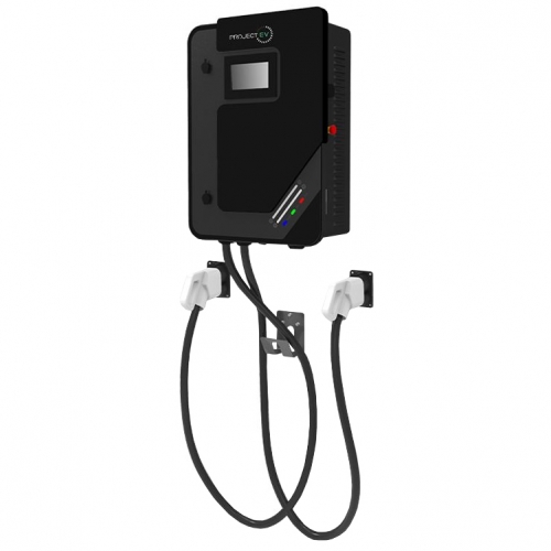 Project EV EVD-40D-P-CC 40kW 80A DC Commercial 3Ph Dual Gun EV Wall Charger With 2 x CCS Gun & RFID + Card Black