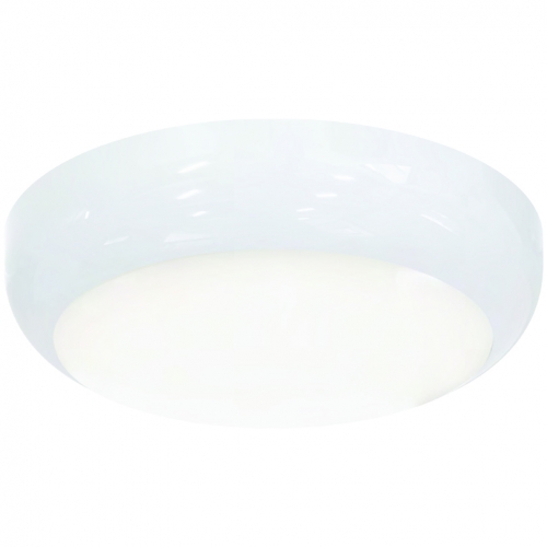 Ansell Lighting ADIS2/1/SM3 Disco Evo White All Polycarbonate Self-Test Emergency Wattage Selectable CCT LED Bulkhead With 3 Colour Selectable LEDs & Opal Diffuser IP65 9W/16W 1200-2300Lm 240V DiaØ: 325mm | Proj: 80mm