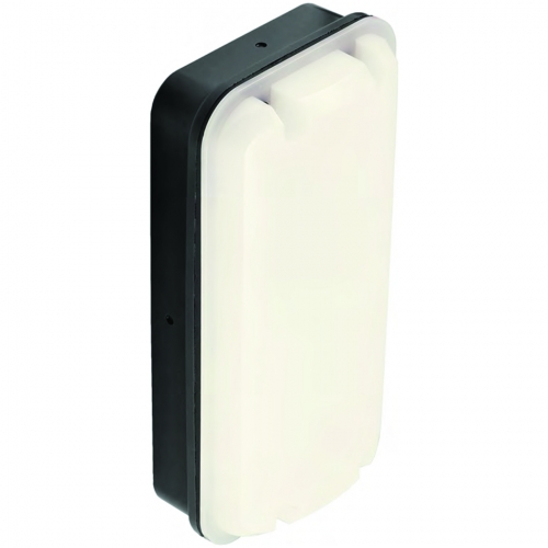 Ansell Lighting ASLE/1 Sleek Black All Polycarbonate Traditional Styled Wattage Selectable CCT LED Bulkhead With 2 Colour Selectable LEDs & Visiluxe Diffuser IP65 5W/8W 570-960Lm 240V Length: 245mm | Width: 125mm | Proj: 76mm