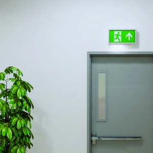 Ansell Lighting AENC/1/W Encore 32W/240V Slimline LED Emergency Exit Sign With 2 Colour Selectable LEDs & Legends & Lithium Battery Backup White Body