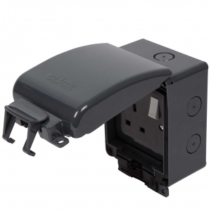 Click OA035AG Aquip66 Grey Polycarbonate 13A IP66 1 Gang Weatherproof DP Switchsocket
