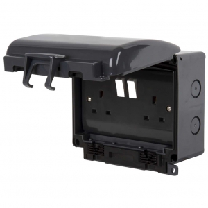 Click OA036AG Aquip66 Grey Polycarbonate 13A IP66 2 Gang Weatherproof DP Switchsocket