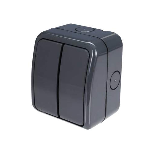 Click OA412AGU Aquip66 Grey Polycarbonate 20Ax IP66 2 Gang 2 Way Weatherproof Switch