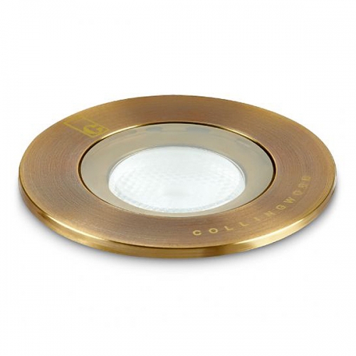 Collingwood Lighting GL016FABNW Antique Brass LED Ground Light With 26° Beam Angle & Cool White (4000K) LED IP68 1W/2W 95-140Lm DiaØ : 60mm