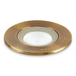 Collingwood Lighting GL016FABWW Antique Brass LED Ground Light With 26° Beam Angle & Warm White (3000K) LED IP68 1W/2W 75-135Lm DiaØ : 60mm