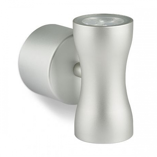 Collingwood Lighting WL070SNBM27 Silver Straight-To-Mains LED Up/Down Wall Light With Extra Warm White 2700K) LED IP67 5.1W 510Lm 240V Height: 120mm | Proj: 128mm