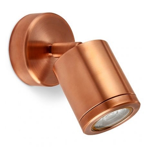 Collingwood Lighting WL220CWBM27 Copper Straight-To-Mains Adjustable Tubular LED Wall Light With Extra Warm White (2700K) LED IP65 5.7W 515Lm 240V DiaØ : 80mm | Proj: 145mm