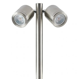 Collingwood Lighting SL230DWBM27 Stainless Steel Round Mains Voltage Twin Pole LED Spike Light With Extra Warm White (2700K) LEDs IP65 11.4W 1030Lm DiaØ : 62.5mm | Width: 160mm | Height: 845mm