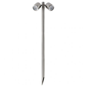 Collingwood Lighting SL230DWBM30 Stainless Steel Round Mains Voltage Twin Pole LED Spike Light With Warm White (3000K) LEDs IP65 11.4W 1040Lm DiaØ : 62.5mm | Width: 160mm | Height: 845mm