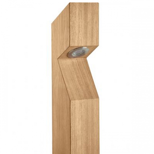 Collingwood Lighting BL01FIB40 Iroko Wood Chamfered LED Bollard With Single Cool White (4000K) LED & Base Cable Entry IP65 1W 95Lm Length: 95mm | Width: 95mm | Height: 1000mm