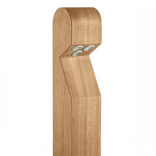 Collingwood Lighting BL03DIB27 Iroko Wood Domed Surface Mounting LED Bollard With Triple Extra Warm White (2700K) LED & Base Cable Entry IP65 5W 156Lm Length: 95mm | Width: 95mm | Height: 1000mm