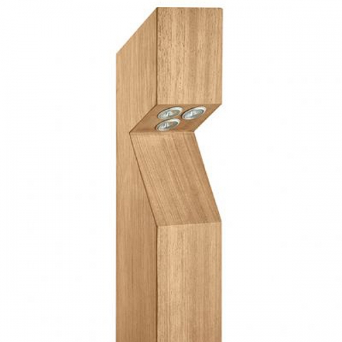 Collingwood Lighting BL03FIB40 Iroko Wood Chamfered Surface Mounting LED Bollard With Triple Cool White (4000K) LED & Base Cable Entry IP65 5W 246Lm Length: 95mm | Width: 95mm | Height: 1000mm