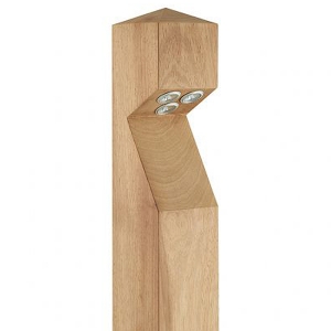 Collingwood Lighting BL03PIS27 Iroko Wood Pointed Recess Mounting LED Bollard With Triple Extra Warm White (2700K) LED & Side Cable Entry IP65 5W 156Lm Length: 95mm | Width: 95mm | Height: 1000mm