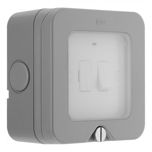 BG Electrical WP53 Nexus Storm Grey Double Pole Switched Fused Connection Unit With Neon & Weatherproof Enclosure IP66 13A