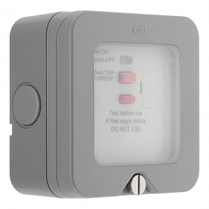 BG Electrical WP55RCD Nexus Storm Grey Latching (Passive) RCD Unswitched Fused Connection Unit With Weatherproof Enclosure IP66 13A 30mA