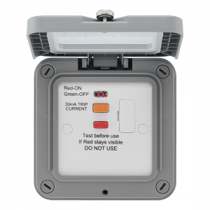 BG Electrical WP55ARCD Nexus Storm Grey Latching (Passive) RCD Unswitched Fused Connection Unit With Weatherproof Enclosure IP66 13A 30mA