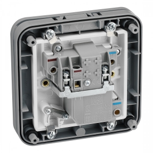 BG Electrical WP55ARCD Nexus Storm Grey Latching (Passive) RCD Unswitched Fused Connection Unit With Weatherproof Enclosure IP66 13A 30mA