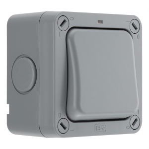 BG Electrical WP30 Nexus Storm Grey 1 Gang Double Pole Switch With Neon & Weatherproof Enclosure IP66 20Ax