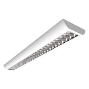 Ansell Lighting ACRESLED4 Crescent White 4ft Wattage & CCT Selectable LED Surface Linear Luminaire With Polycarbonate Diffuser & Polished Louvre IP20 21/35W 3100Lm-4900Lm 240V