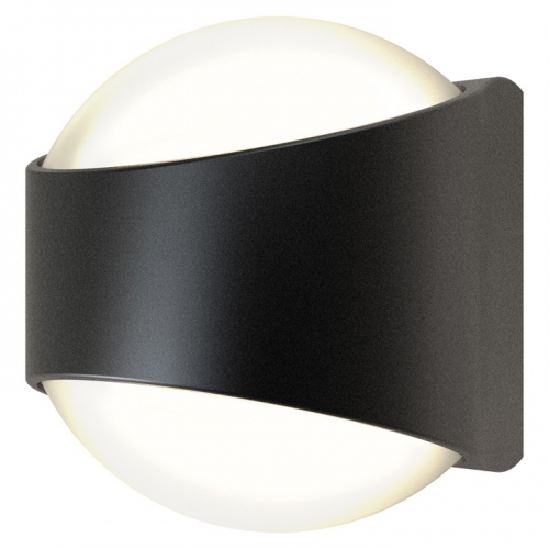 Ansell Lighting AMISACU/BL/CW Misano Curve Black LED Bi-Directional Wall Light With Opal Diffuser & Cool White LEDs IP65 11W 1100Lm 240V