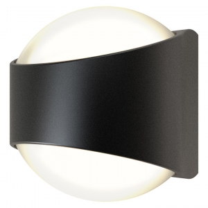 Ansell Lighting AMISACU/BL/WW Misano Curve Black LED Bi-Directional Wall Light With Opal Diffuser & Warm White LEDs IP65 11W 1100Lm 240V