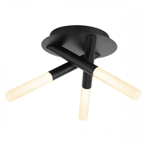 Forum Lighting SPA-20829-MBLK Crux Matt Black 350mm Diameter Ceiling Light With 3 x Decorative Tubular Shades - Requires Lamps IP44 3 x 3W LED G9 240V