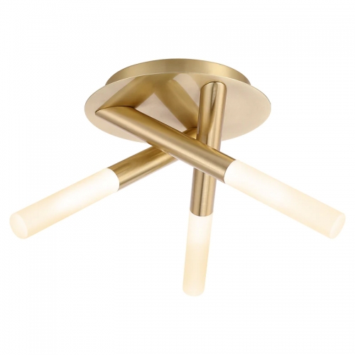 Forum Lighting SPA-20829-SBRS Crux Satin Brass 350mm Diameter Ceiling Light With 3 x Decorative Tubular Shades - Requires Lamps IP44 3 x 3W LED G9 240V