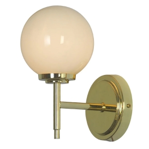 Forum Lighting SPA-31306-BRS Porto Brass Wall Light With Globe Opal Glass Shade - Requires Lamp IP44 3W LED G9 240V