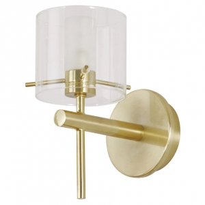 Forum Lighting SPA-31725-SBRS Gene Satin Brass Wall Light With Clear Glass Cylinder Shade - Requires Lamp IP44 3W LED G9 240V