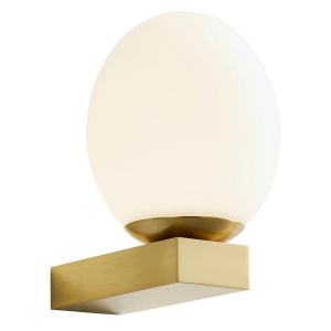 Forum Lighting SPA-38573-SBRS Agios Satin Brass LED Bathroom Wall Light With Opal Oval Glass Shade & Cool White 4000K LEDs IP44 3W 280Lm 240V
