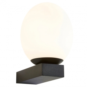 Forum Lighting SPA-38573-TBLK Agios Textured Black LED Bathroom Wall Light With Opal Oval Glass Shade & Cool White 4000K LEDs IP44 3W 280Lm 240V