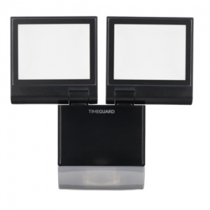Timeguard LED200PIRBP 240V/2x8.5W/IP55 Black Twin LED Security Floodlight with PIR, Adjustable Heads, Cool White LEDs & Fast-Fix Pin Connection